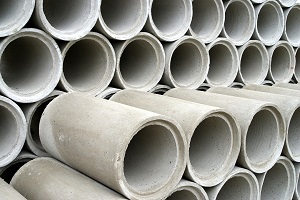 stack with components of concrete for canal construction