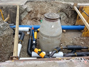 exposed pit in a construction site